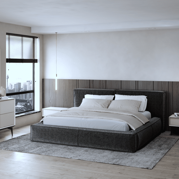 מיטת יחיד או זוגית מעוצבת דגם TZVITA ומזרן ויסקו אורטופדי. מיטה בעלת עיצוב בסגנון יפני עם מסגרת רחבה ובשילוב בדים רחיצים יוקרתיים!