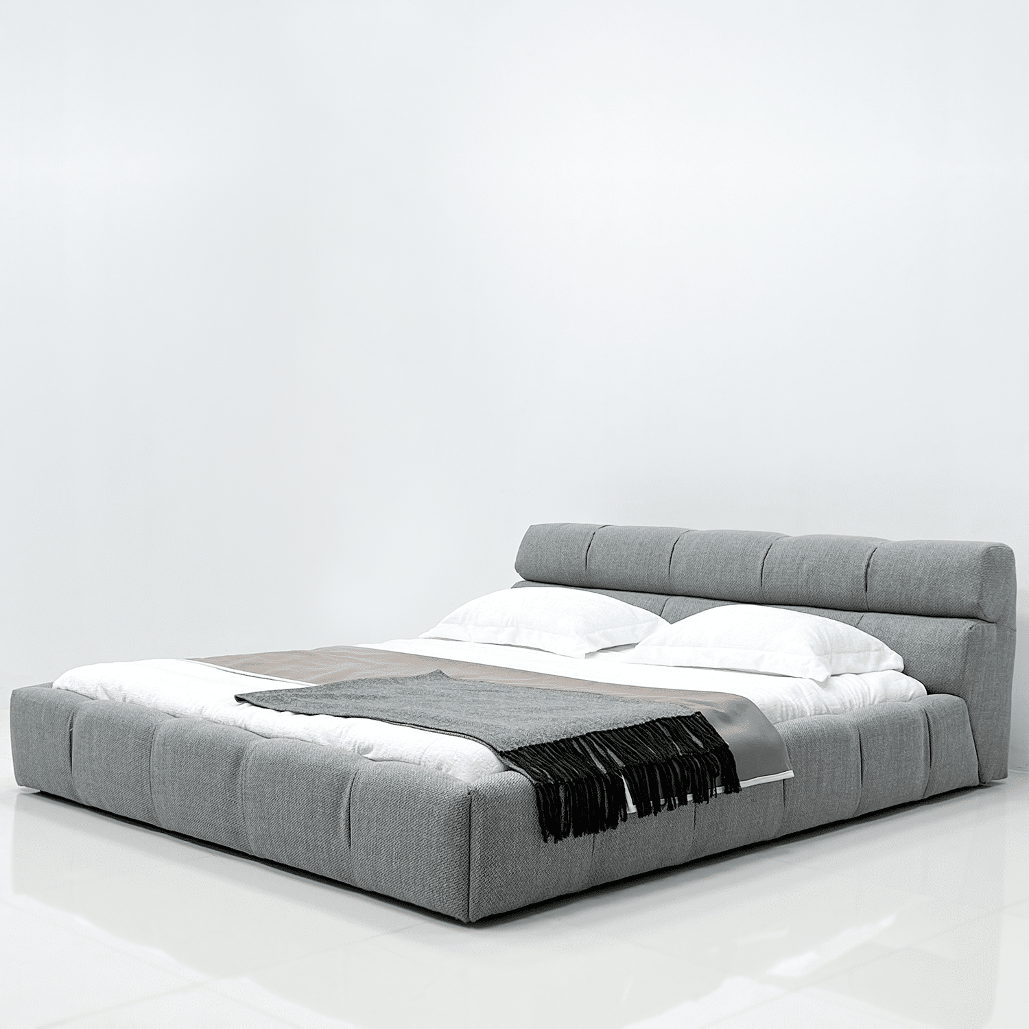 מיטה זוגית מעוצבת דגם CUBES מרופדת בבד איכותי רחיץ ודוחה כתמים, קיימת במידות 160/200 ו-180/200